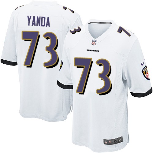 Men's Game Marshal Yanda Nike Jersey White Road - #73 NFL Baltimore Ravens